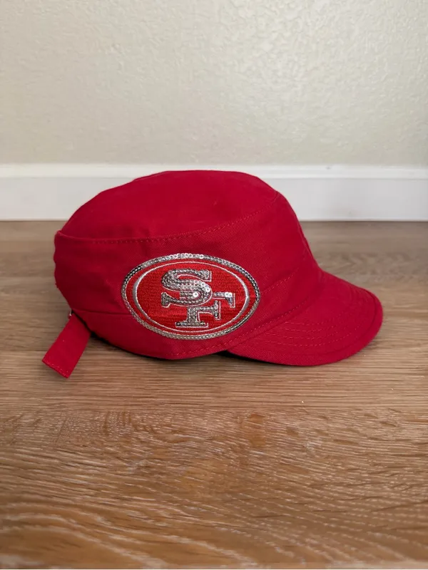 NWOT NFL San Francisco Red Embroidered Sequins Women's Cadet Hat, OS - Image 2
