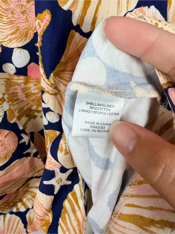 TYLER BOE stella seashells dress in multi navy linen cotton size small - Image 8