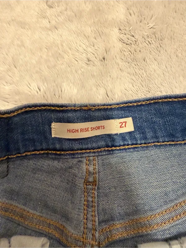 Levi's Medium Blue Distressed Denim Shorts - Image 2