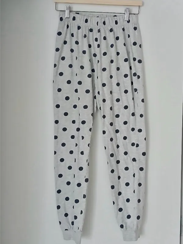 Primark Polka Dot Pajama Set Gray Black Loungewear size Small Cozy Sleepwear - Image 2