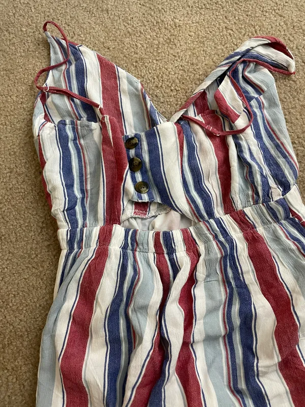 American Eagle Red White Blue Striped Romper - Image 3