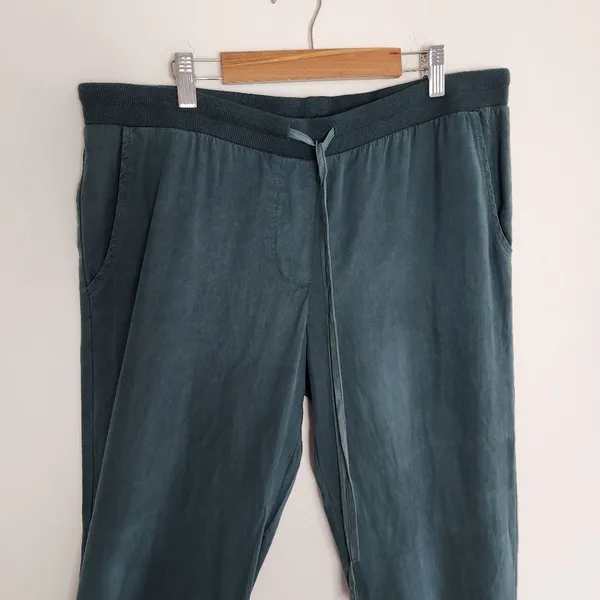 Mono B Pull-on Lightweight Pants Dark Teal Blue Tencel Cropped Size L - Image 13