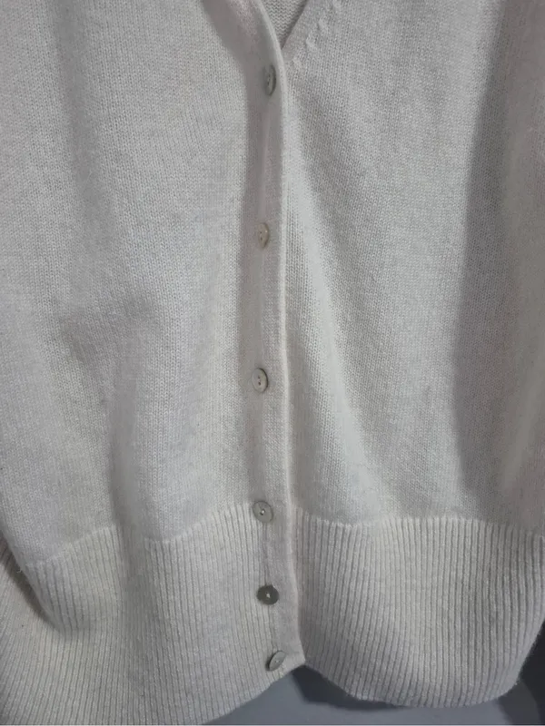 Vince sweater button up cardigan wool off white cashmere blend size small - Image 4