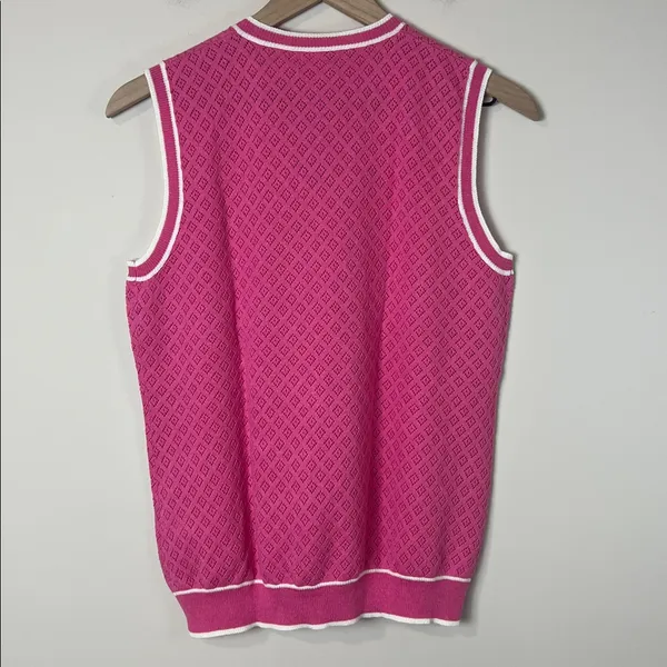 NWT Magnolia Lane Masters Women's‎ Golf Vest Knit Preppy Pink Size Medium - Image 4