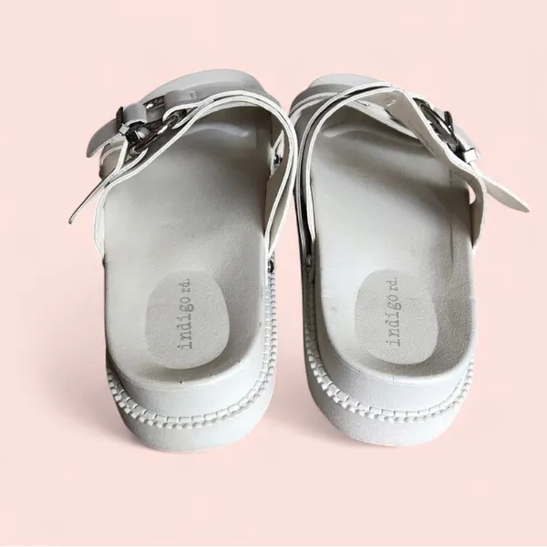 Indigo rd Women's Cream Double-Buckle Slide Sandals Size 8.5 EUC - Image 6
