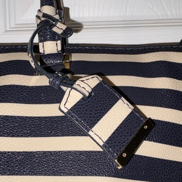 Kate Spade Cedar Street stripped Harmony tote bag in off shore blue and ivory - Image 5