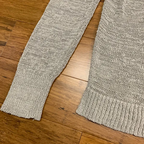 Ann Taylor V Neck Long Sleeve Knit Sweater‎ Gray Womens Size Large Textured Knit - Image 3
