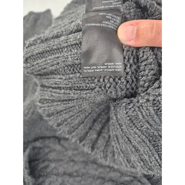 Bebe Womens Sweater Charcoal Grey Cowl Neck Cable Knit Chunky Small - Image 5