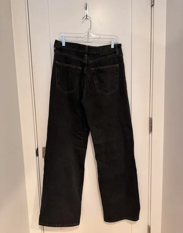 ZARA Mid-Rise Black Wide Leg Jeans - Image 3