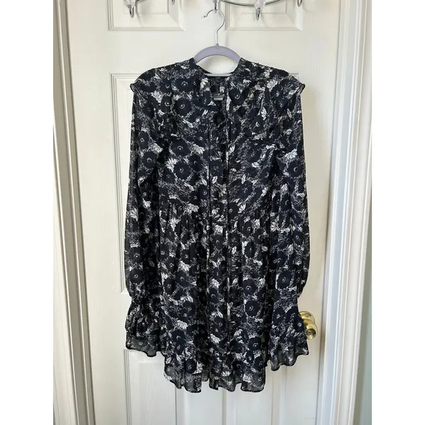 Free People These Dreams Ruffled Floral Long Sleeve Mini Dress - XS - Image 6