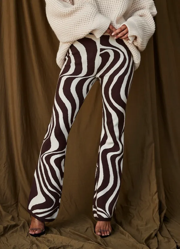 12th Tribe Bailey Rose Chocolate Swirl Sweater Knit Pants - Image 3
