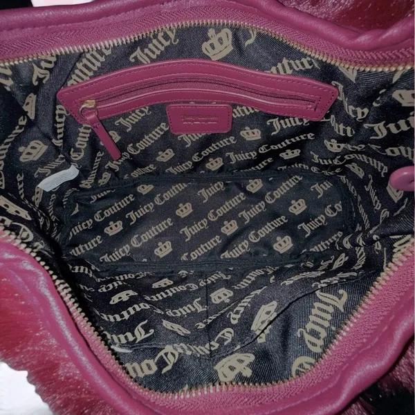 Juicy Couture Burgundy Faux Fur Shoulder Bag - Image 7