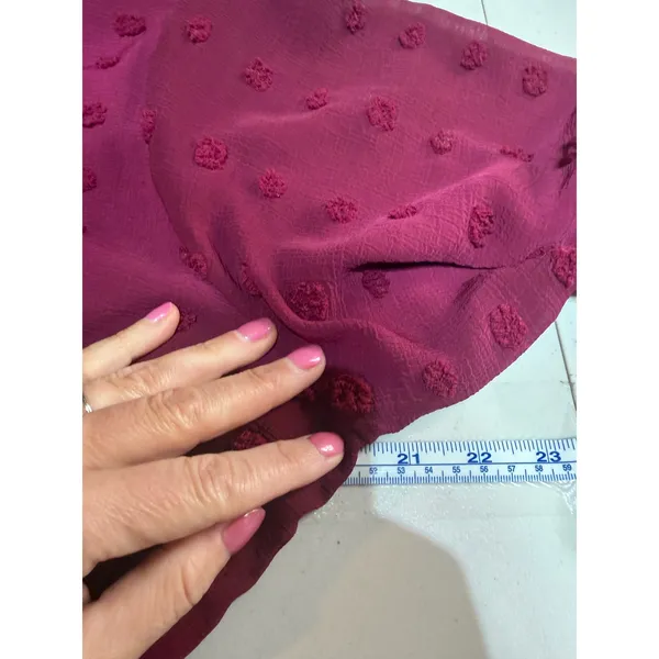 Baltic Born Paisley Dress Women 2XL Burgundy Swiss Dot Long Sleeve Romantic Midi - Image 7