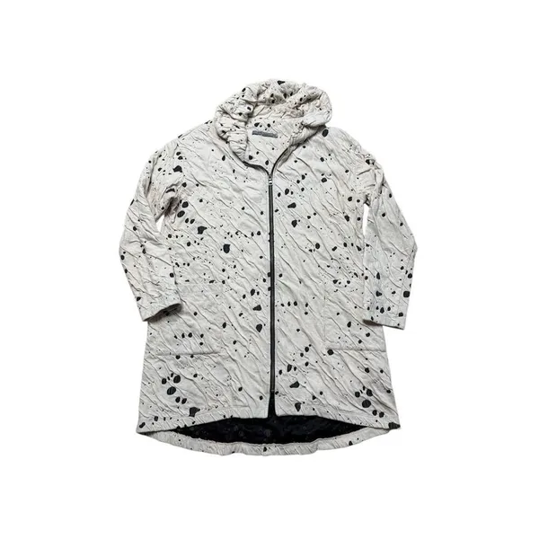 Beau Jours Cream and Black Dalmatian animal print oversized zip up Jacket Small - Image 2