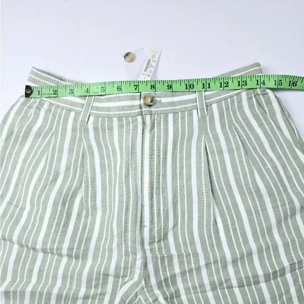 Madewell NWT The Tailored‎ Tapered Pant in Striped Linen-Blend Green White 6 - Image 8