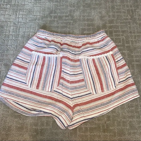 Striped Linen Shorts Red Size M - Image 3