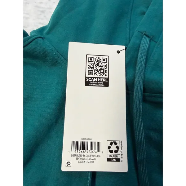 Member's Mark Luxe Hoodie Teal Taunt‎ Womens Small Pullover Sweatshirt NWT - Image 3
