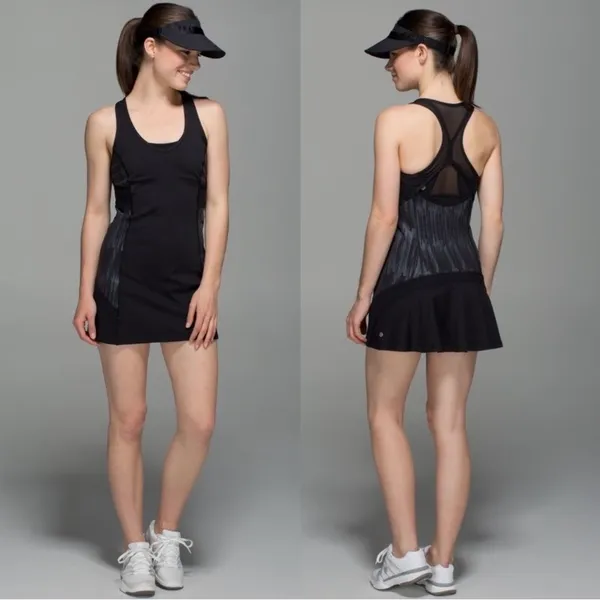 Lululemon Ace Dress Tennis Size Scratch Match Black Multi Mesh Size 4 Cut Out - Image 2
