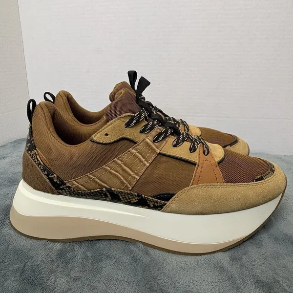 ZARA Chunky Platform Sneakers Brown Tan Size 41/ US 10 Trendy - Image 2