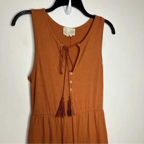 Anthropologie Saturday Sunday ribbed tiered jumpsuit rust‎ colored size XS - Image 4