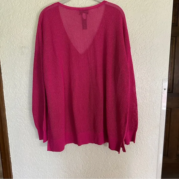 Chico's Black Label V-Neck Metallic Sweater Pink XL Women Shimmer Knit‎ Pullover - Image 8