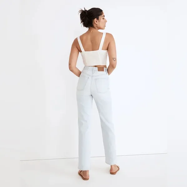 Madewell Perfect Vintage Straight Jeans Pearse‎ Wash Destructed NWT Size 25 (0) - Image 2