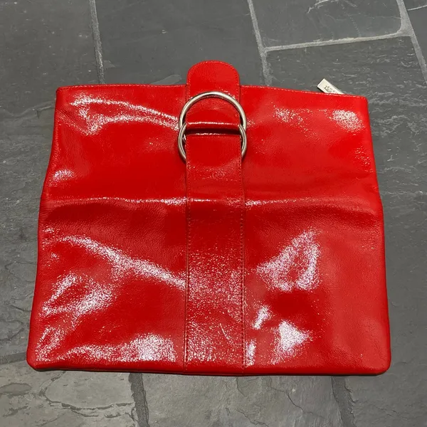 Hobo International Red Patent Leather Fold Over Clutch - Image 4