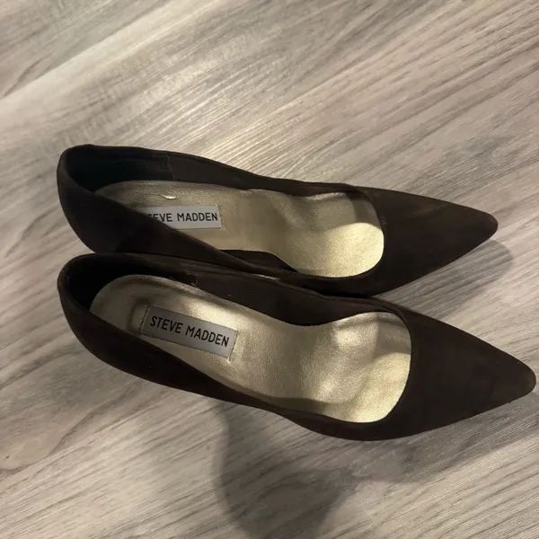 Steve Madden Size 8.5 Brown Suede Leather 4 Pointed Toe Heels - Image 2