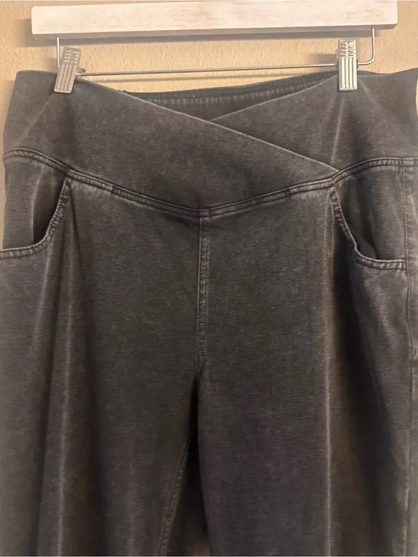 HALARA FLEX High Waisted InstantCool Crossover Flare Jeans Gray Size XL - Image 4