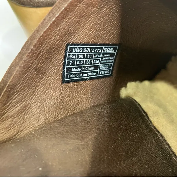 UGG Abbie clog‎ mules brown suede shearling lined women’s size 7 casual boho - Image 9