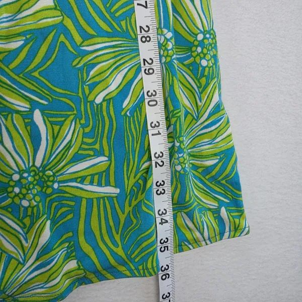 Lilly Pulitzer Silk Cotton Floral Bell Sleeve Dress Blue Green XS 96212 - Image 10