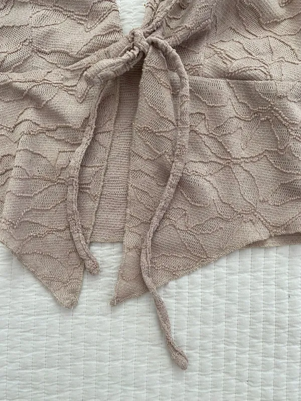 Beige halter lace tank top Tan - Image 3