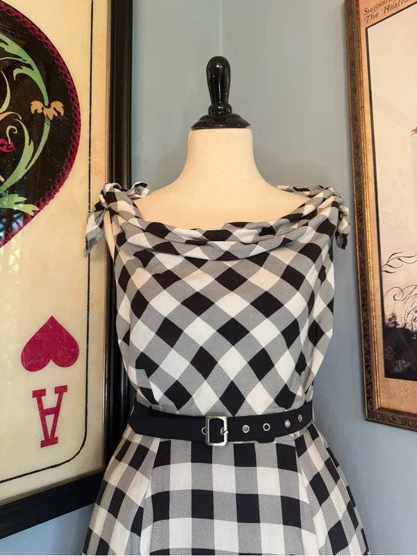 Collectif Giordana Gingham Retro Swing Dress Sz M UK12 US8 - Image 2