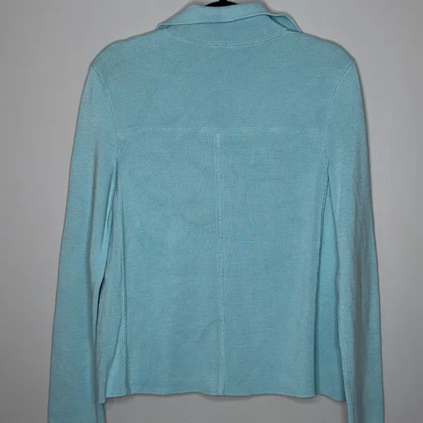 Talbots Cardigan Womens Size Medium Blue Pocket Button Up Heavy Sweater Jacket - Image 5