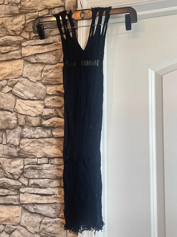 New Woman’s Crochet Beach Cover Up Black - Image 3