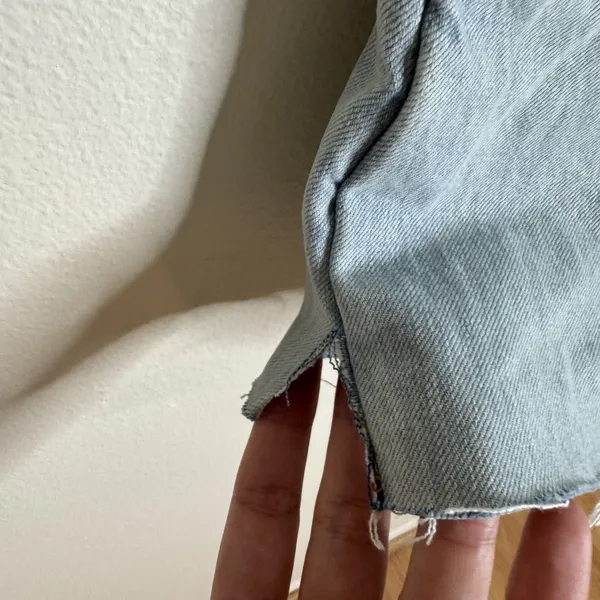 BDG Shortall Overalls Womens 30W Light Wash Denim Distressed‎ Raw Hem Shorts - Image 5