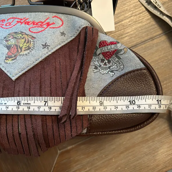 NWT Ed Hardy Denim Kisslock Frame Handbag - Image 8