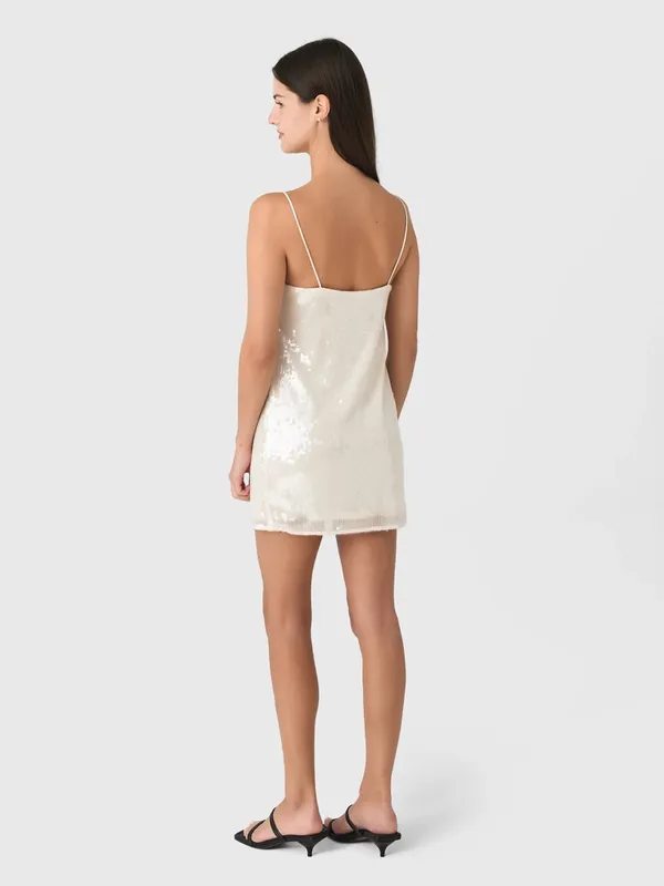 NEW Rotate Women's Sequin Mini Dress Egret‎ Off White Women’s Size 4 - Image 4