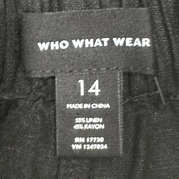 Who What Wear Linen Blend Wide Legged Cropped Pants Size 14 High Waist Black - Image 8
