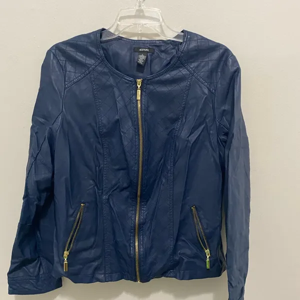 Alfani Women's Navy Leather Jacket - Image 2