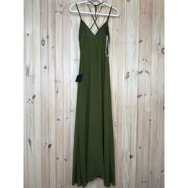 NWT Lulus Marveled Beauty Olive Green Sleeveless Tie-Front Maxi Dress Gala M - Image 10