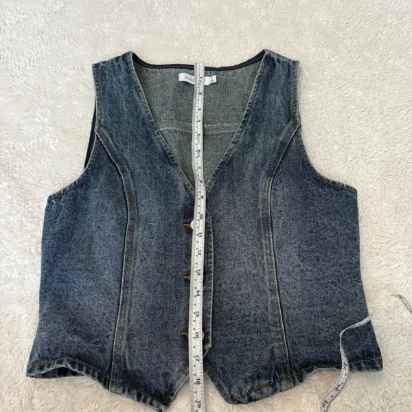 Shoedazzle Womens Cotton Sleeveless Denim Vest M Western Boho Indie Festival Summer Resort - Image 3