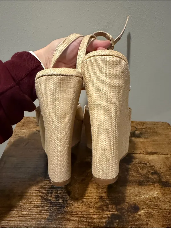 🌸SCHUTZ🌸Neith Straw Wedge Sandal Beige Size: 10B - Image 8
