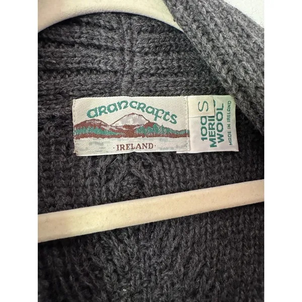 Aran Crafts Ireland Merino Wool Cable Knit Cardigan Sweater Size Small - Image 6