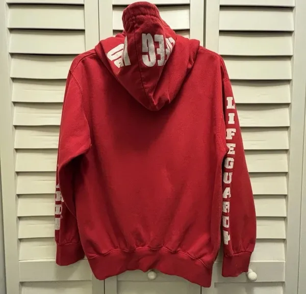 Lifeguard Hoodie Red Sweatshirt Small Coastal Long Island Beach Y2K Surfer - Image 6