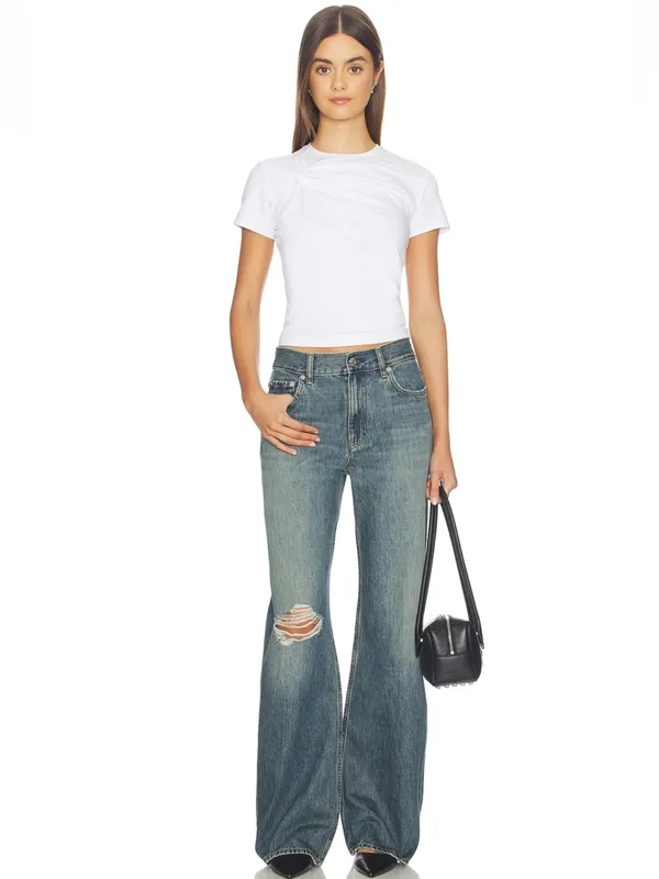 NWOT Good American Super Stretch Twist Tee in White Size Small - Image 5