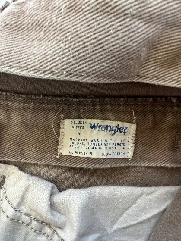 Misses Wrangler High Waisted Brown Denim Pants - Size 6 - Image 6