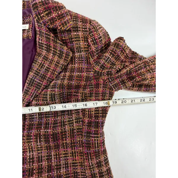 Coldwater Creek Womens Petite 8 Purple Pink Brown Tweed Blazer 3/4 Sleeve Jacket - Image 5