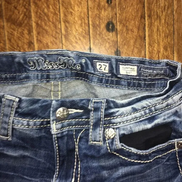 Miss Me 27 shimmery blingy patch western boot cut distressed jeans - Image 6