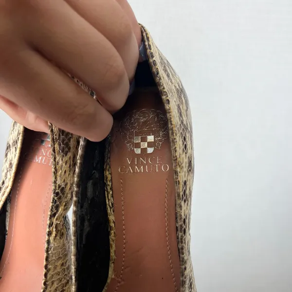 Vince Camuto Womens Snakeskin Embossed Leather Pointed Toe Stiletto Pumps 7.5B - Image 3